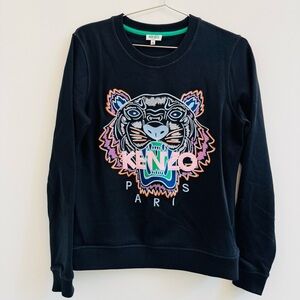 Kenzo Black Sweatshirt with Multicolor Tiger Design